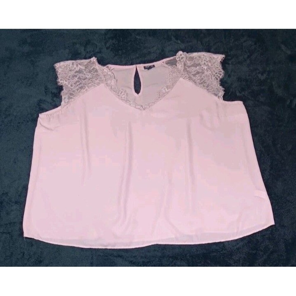 Torrid Georgette Lace Trim Flutter Sleeve 3 Blush Pink Coquette Romantic Fairy